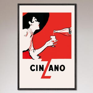 Vintage poster Italiaanse drankbar – 1950 vintage Italiaanse advertentie, retro lounge kunst aan de muur, drankje uit het midden van de eeuw (ingelijst of ingelijst)