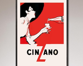 Vintage Italian Bar Liquor Poster – 1950 Vintage Italian Advertisement, Retro Lounge Wall Art, Mid-Century Drink Print (Framed or Unframed)