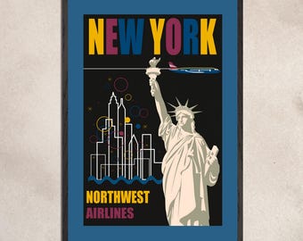 Statue of Liberty NYC Travel Poster, Art Deco