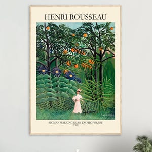Henri Rousseau Jungle Print – 1905 Exotic Forest Wall Art, Vintage Naive Painting, Woman in Jungle Poster (Framed/Unframed)
