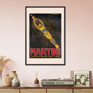 Impressão vintage de Martini com Vermute Alcoólico, Martini & Rossi, Pôster Vintage, Arte de Parede com Bebidas, Decoração de Parede de Bar, Boho Moderno (Com ou Sem Moldura)