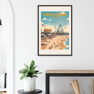 Vintage Coney Island Poster Druck, Premium Matte Papierqualität oder digitaler Download