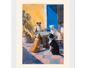 ポーカーをする犬のアートプリント、面白い犬のウォールアート、モダンなペット愛好家向けインテリア