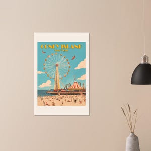 Noria vintage de Coney Island. Póster premium enmarcado o sin enmarcar en papel mate.