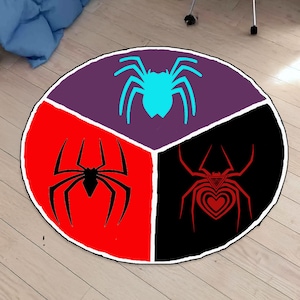 Tappeto di Spiderman, tappeto di Spiderman dei cartoni animati, tappeto di Spider Man, tappeto di ragno, tappeto di ragnatela, tappeto con il logo della squadra, tappeto rotondo, tappeto per cameretta, tappeto di Friends, regalo