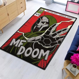 MF Doom Rug - Madvillainy Comics Carpet - Rap & Comics Inspired - Vintage Cover Art - MF Doom Fan Art Mat - Soft Floor Cover,Doctor doom rug
