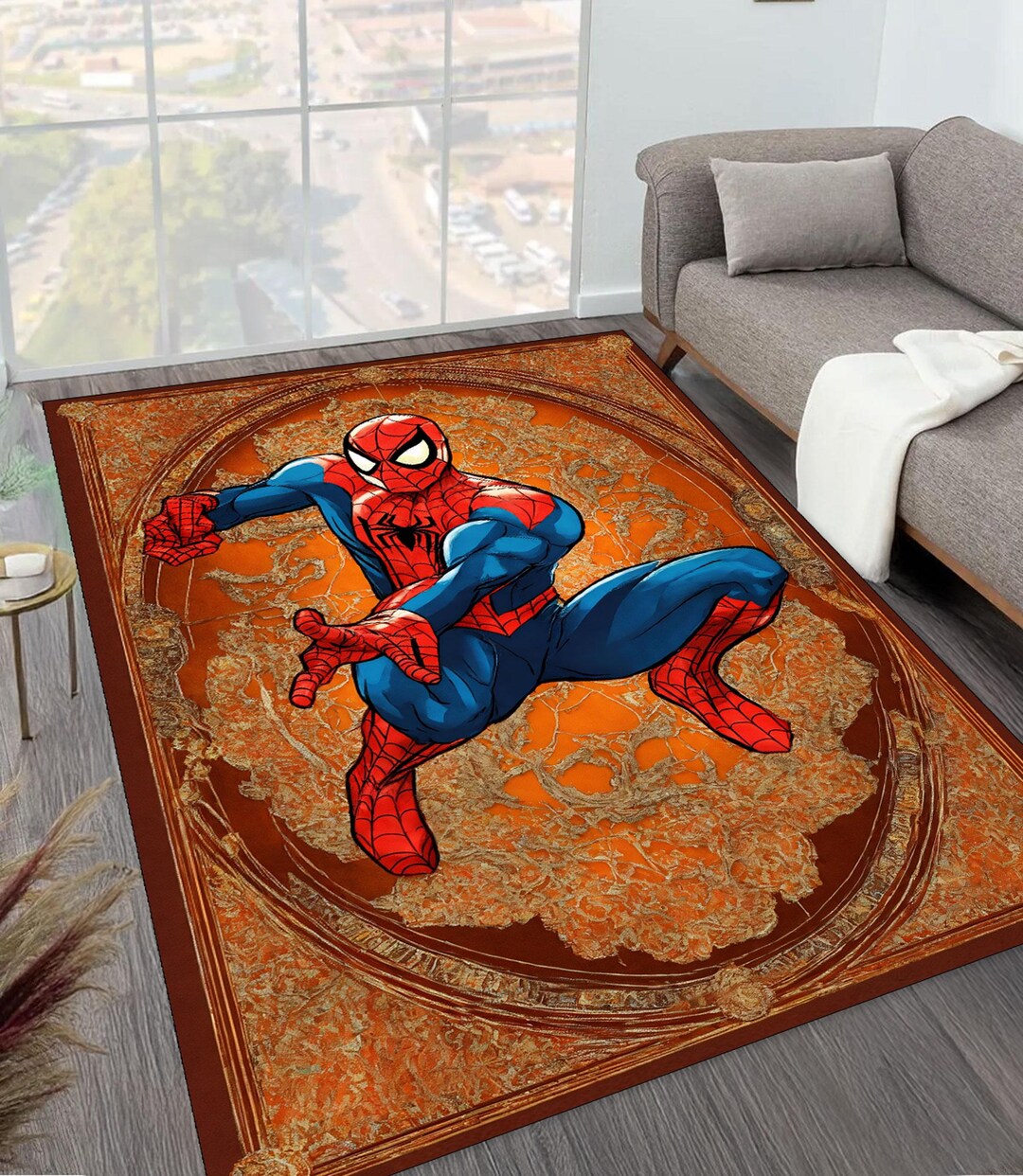 Spider-man Kids Rug, Vintage Web Design - Etsy