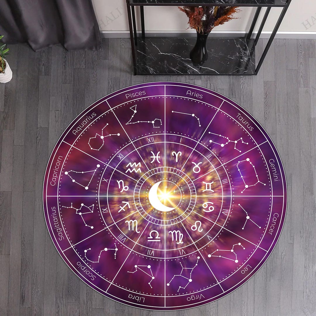 Zodiac Astrology Rug: Ancient Constellations, Non-slip Round Area Rug ...