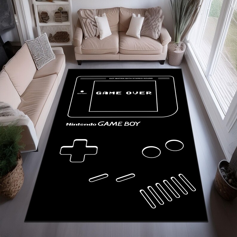 Retro Gameboy Rug: Black & White Video Game Console Design - Etsy