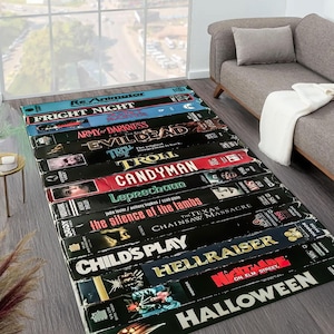 Movie Rug, Nostalgic Retro Style Rug, Horror Movie Themed Rug, VHS Films, Rug, Nostalgic Vhs Rug,Cinema Room Rug,Horror Rug,Movie Room Rug