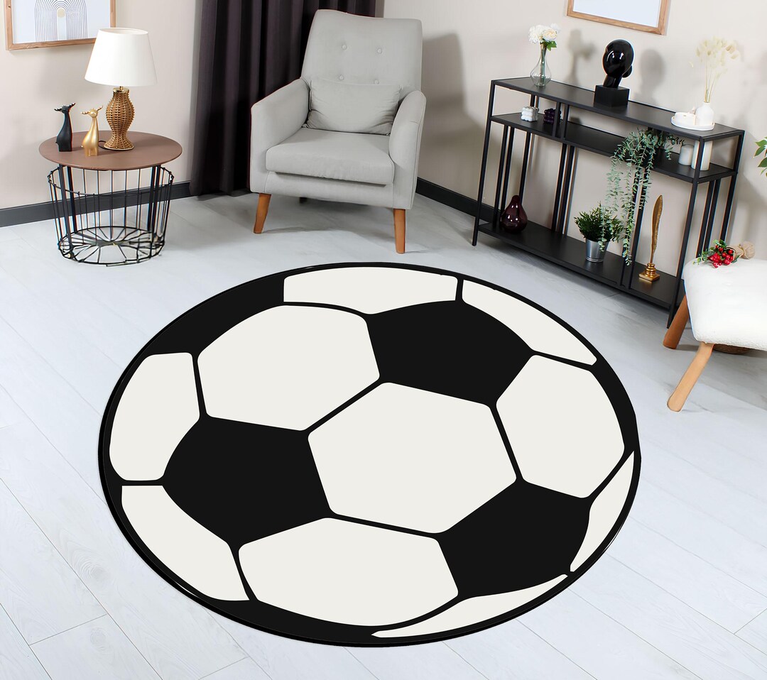 Football Ball Rug: Round Sports Theme, Non-slip Velvet - Etsy