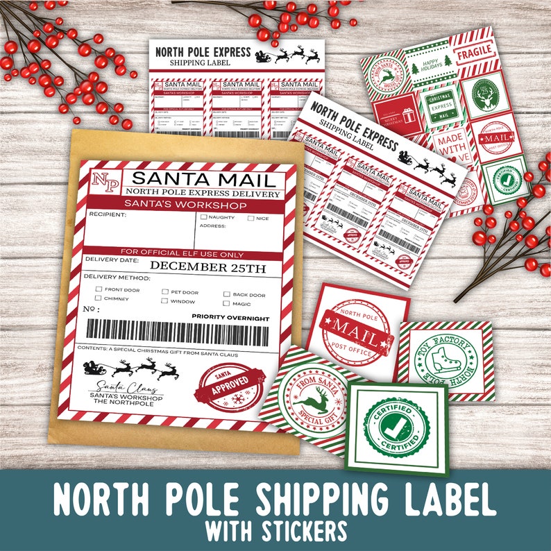 North Pole Shipping Label Printable: Add a Magical Touch to - Etsy