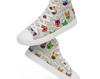 Puppy Play mask and bones- Tough Mutt ®  Fun Cosplay  Men’s high top canvas shoes