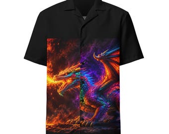 Fire Breathing Dragon Pride Colors Unisex button shirt