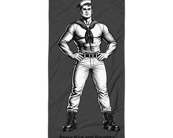 Hey Sailor © - Toalla de playa LGBTQ de alta calidad al estilo finlandés