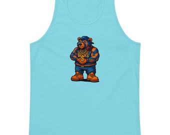 Camiseta sin mangas con oso de hip hop / Ilustración de ropa urbana