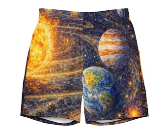 Système solaire inspiré de Van Gough - Maillot de bain recyclé