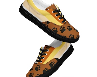 Bear Pride Flag Paw Print Sneakers – Gay Bear Men’s Pride Shoes, LGBTQ+ Bear Community Fashion, Jamie Bartrug original design