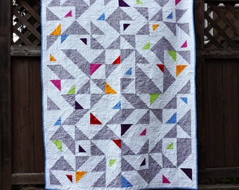 Triangle Quilt in Grays and Colors