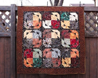 Quilted Four Squares In Squares Wallhanging