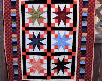 Six Stars Quilted Wall Hanging