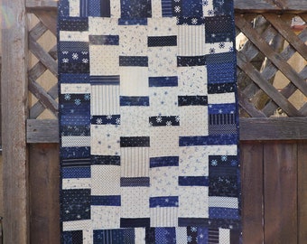 Basketweave Blue and White Quilt