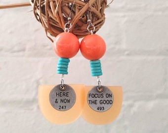 Affirmation earrings| Bright fresh  earrings/ matte mango earrings / ocean earrings