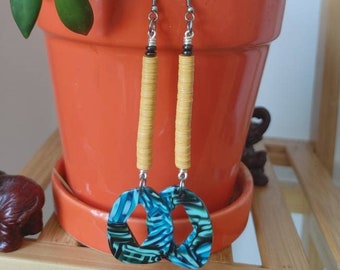 Jungle green and yellow earrings