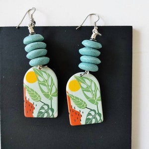 Garden party plant earrings, summer earrings, funky summer earrings,
