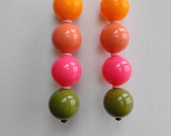 big bright colorblock earrings/ Color therapy earrings/ green orange candy earrings/ colorful summer earring/colorful gumball earrings