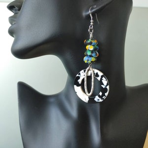 Funky colorful african beaded  circle earrings// african summer earrings/ funky vacation earrings