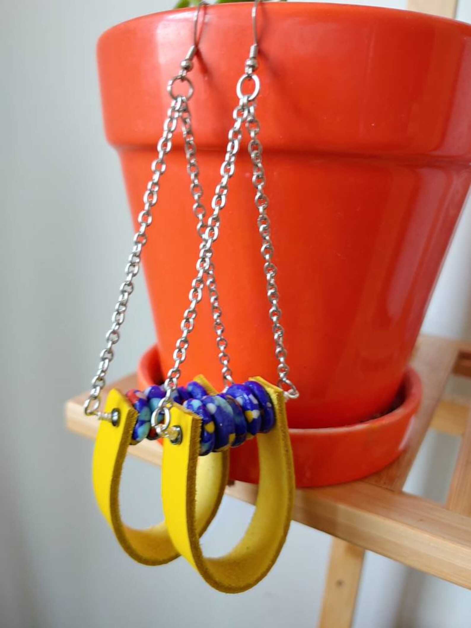 Bold Yellow Leather Earrings Bright Tropical Yellow Summer Etsy