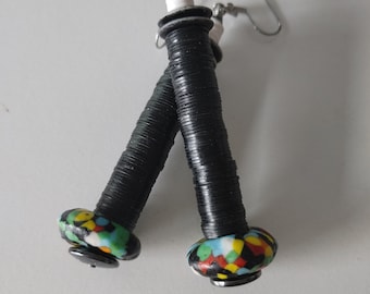 African tuxedo beaded dangle earrngs/ african beaded dangle earrings/ afrocentric beaded earrings