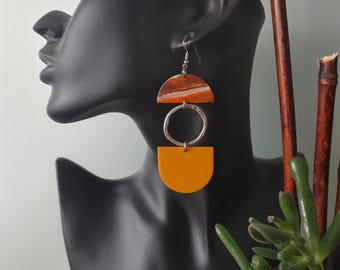 funky orange sunset lightweight dangles earrings , orange Boho earrings , orange dangle earrings