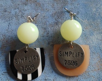 Simplify asymmetrical Bright fresh  citrus  green and orange earrings earrings / juicy summer earrings / boho dangle earrings
