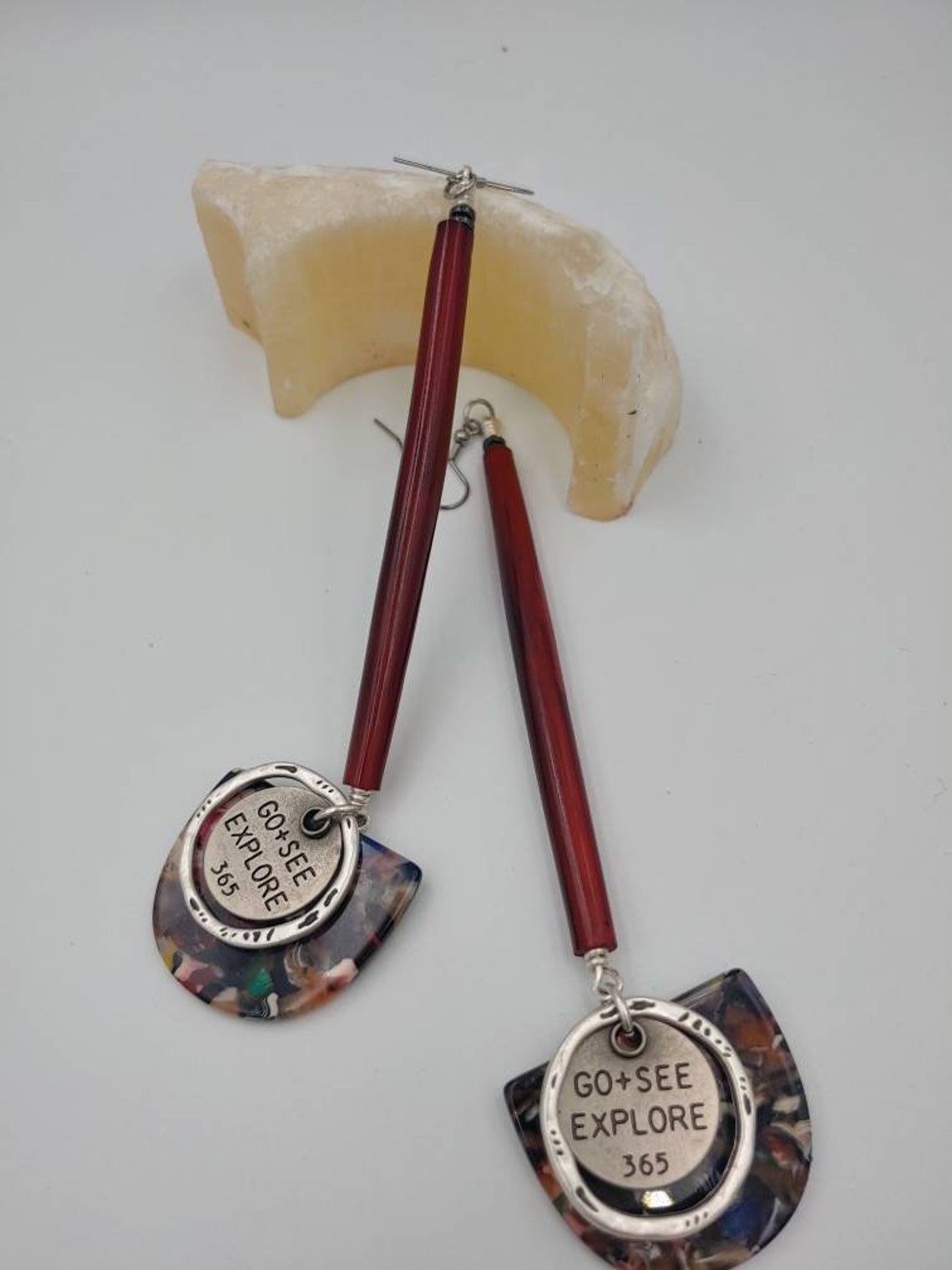 Long Funky Earrings// Travel Earrings// Power Word Earrings// Etsy