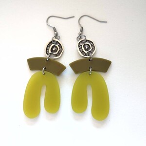 Avocado and kiwi  green earrings , green dangle earrings , funky green earrings
