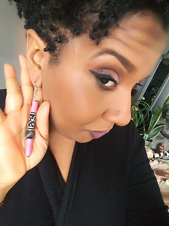Afro Afrocentric Neon Pink Earrings 