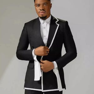 Men’s Fashion Double-Breasted Slim Fit Suit – Formal Prom & Peak Lapel Tuxedo