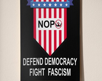 Weerstand nee tegen fascisme protestbord AFDRUKBAAR, anti-Trump protestposterbord voor maart, digitale download, politiek activist rallybord