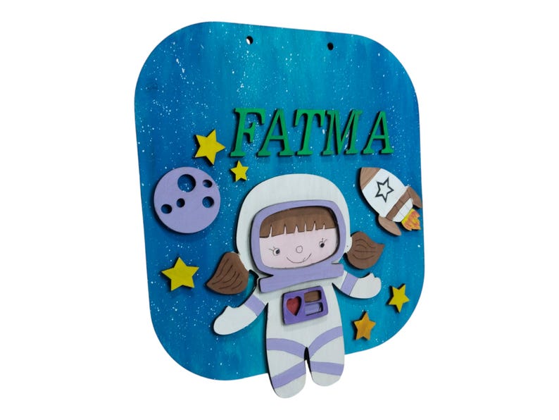 Lasergesneden bestand ruimtemeisje, teken astronaut kind, klaar voor Glowforge, kamerdecor Galaxy, ruimte SVG, teken kinderkamer, xTool-project afbeelding 5
