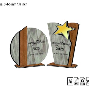 Award Trophy SVG File Laser Cutting 2 designs, Glowforge svg, Graduation Trophy, Laser Cut Awards, Trofeo Acrilico, Trofeo LaserCut E023