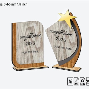 Award Trophy SVG File for Laser Cutting 2 designs, Glowforge svg, Graduation Trophy, Laser Cut Awards, Trofeo Acrilico, Trofeo LaserCut E022