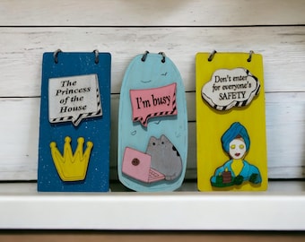 Znak wycinany laserowo „Księżniczka Domu”, znak na drzwi do pokoju dziecięcego, zabawny znak ostrzegawczy, pliki SVG DXF, cyfrowe pobieranie gotowych do druku laserowego k016