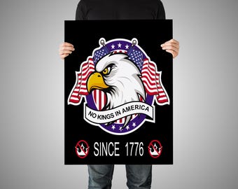 No Kings In America-t-shirt sinds 1776 protestbord AFDRUKBAAR, anti-Trump-protestposter voor maart, digitale download 5 afmetingen jpeg, pdf