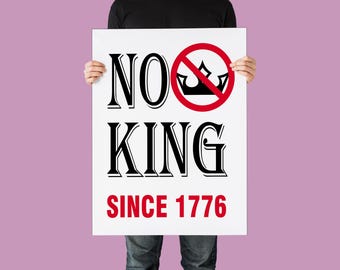 No Kings in America-protestbord, anti-MAGA-protestbord voor vrijheid en democratie, politiek Trump-bord, sinds 1776 patriottische verklaring SVG