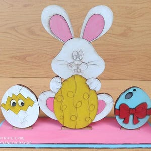 Easter SVG Laser Cutting File & Scroll Saw Patterns - Bunny Egg Holder, Wooden Easter Decor, Spring Rabbit Ornament, DIY Craft Template E009