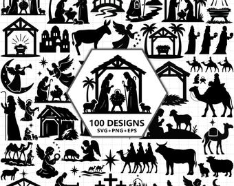 99+ Nativity Scene SVG, Nativity Svg Bundle, Nativity Scene Clipart, Nativity Svg, Nativity Silhouette, Christmas SVG, Png, Eps, Cricut File