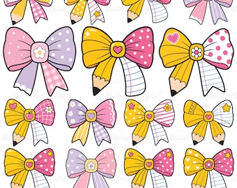 Teacher Svg, Pencil Bow Svg Png Bundle, Teacher Coquette Bow PNG, Back To School Svg, pencil bow clipart, Teacher appreciation Svg