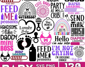 Baby Svg Png Bundle, Baby Shower SVG, Funny Baby SVG, Cute Baby saying Bundle, Baby Silhoutte Svg Png, Baby Girl Boy Svg, Cut File Cricut